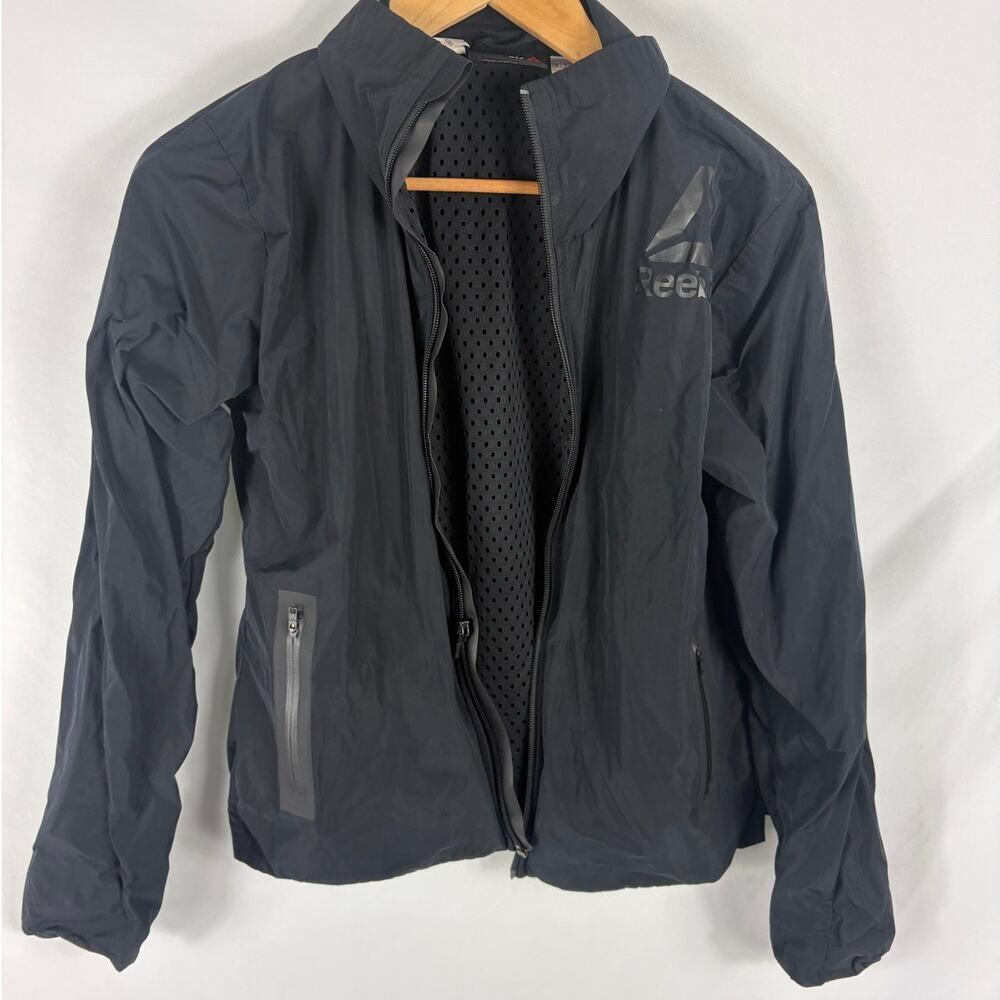Reebok Womans Zip Up Windbreaker Active Jacket Black Size Small!~